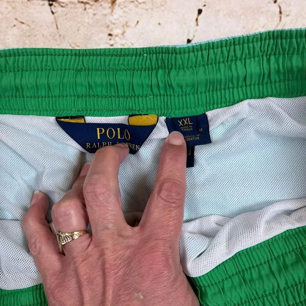Polo Ralph Lauren Men's Blue and Green Swim Trunks